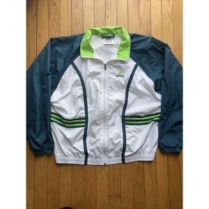 90s Y2K LARGE ADIDAS Men's Windbreaker Track Jacket Lime Teal SKATER sport